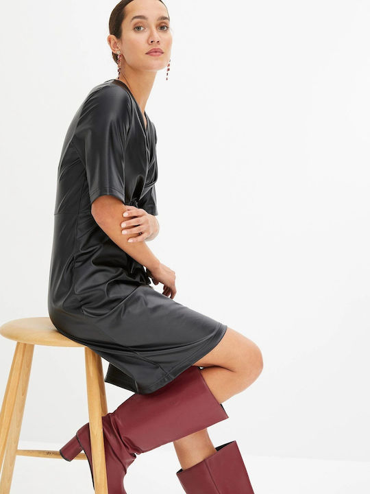 Mini Abendkleid Leder Schwarz