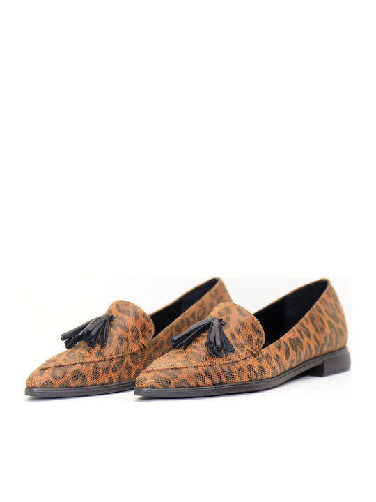 Δερμάτινα Γυναικεία Loafers σε Καφέ Χρώμα