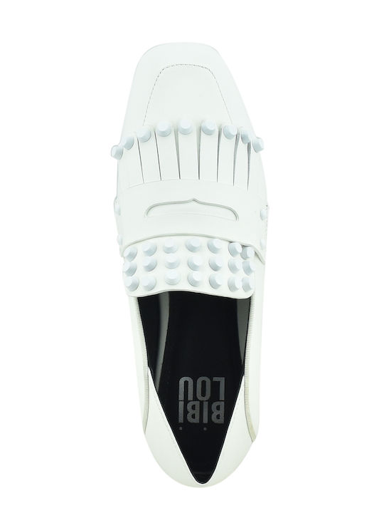 Leder Damen Loafers in Weiß Farbe