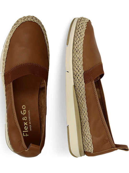 Women's Leather Espadrilles Tabac Brown