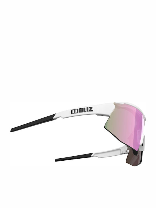 Bliz Breeze Unisex Sunglasses with White Plastic Frame and Purple Polarized Mirror Lens 52102-04