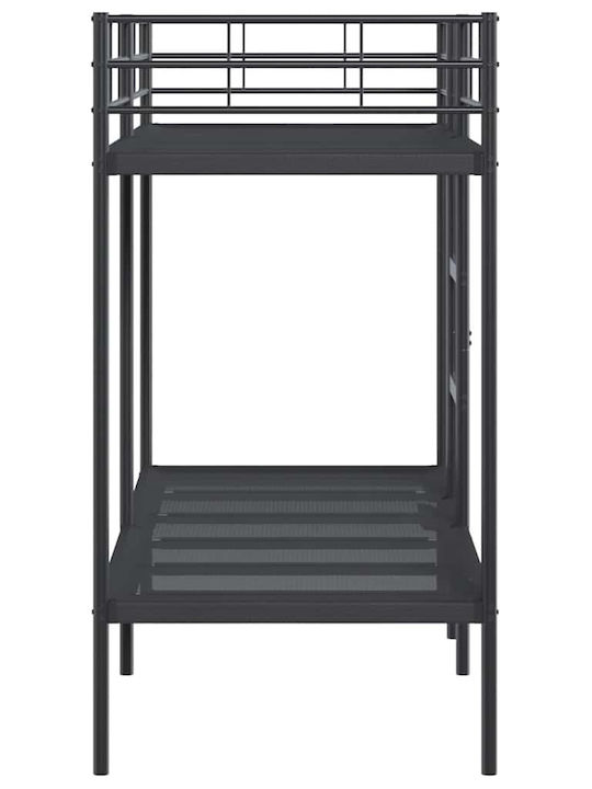 Pat pentru Copii Cușeta Single Negru pentru Saltea 75x190cm