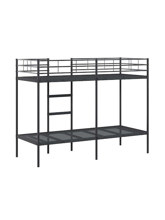 Pat pentru Copii Cușeta Single Negru pentru Saltea 75x190cm