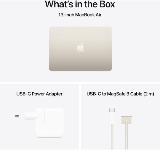 Apple MacBook Air 15.3 IPS Retina Display (M4-10-Core/24GB/512GB SSD/10-Core GPU) with 35W Charger (Dual Port) Starlight (International English Keyboard)