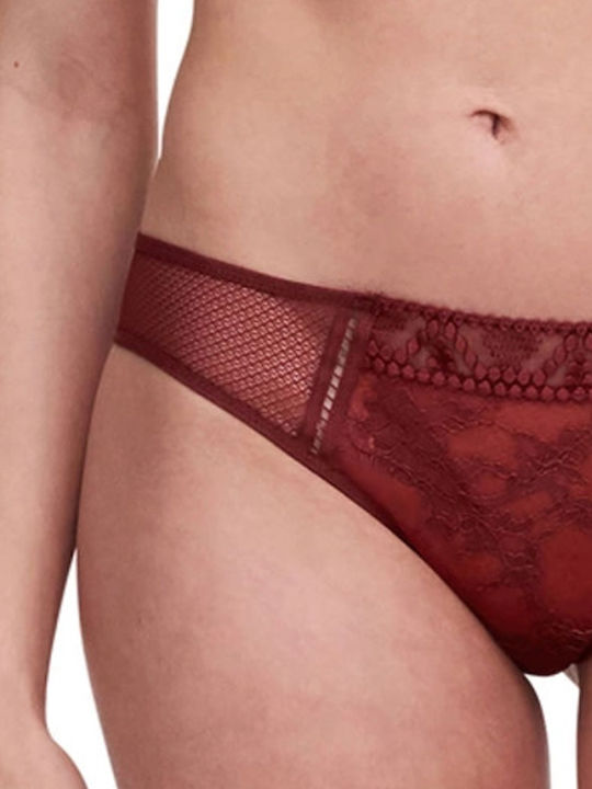 Damen Zeichenfolge mit Spitze Burgundisch