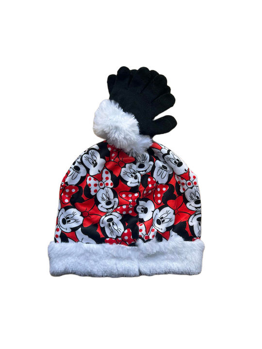 Minnie Kinder Mütze Set Stoff Rot