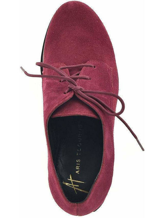 Women's Suede Derby Shoes Burgundy