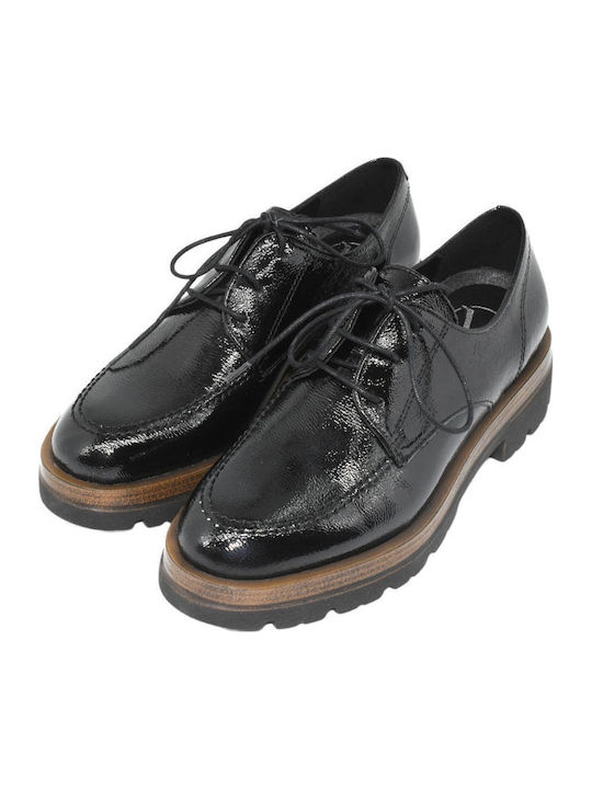 Women's Patent Leather Flatform Oxfords Black