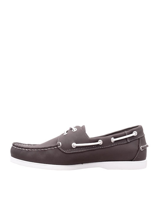 Men's Leather Boat Shoes Gray