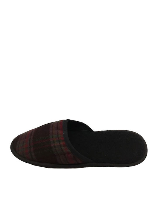 2211 Men's Leather Printed Slippers Burgundy