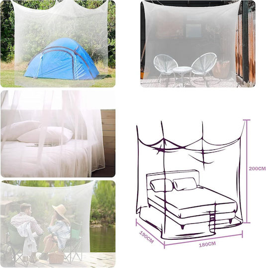 Bett-Moskitonetz 180x190x200cm Weiß Elegantes Baldachin Ohne Türen