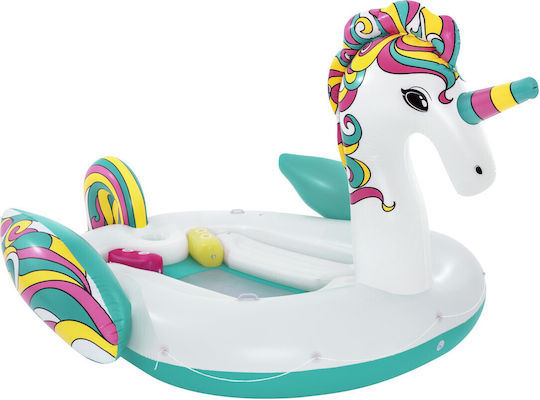 Saltea de Plajă Gonflabilă din Vinil pentru 6 Persoane în Formă de Unicorn 590 X 404 Cm Multicoloră
