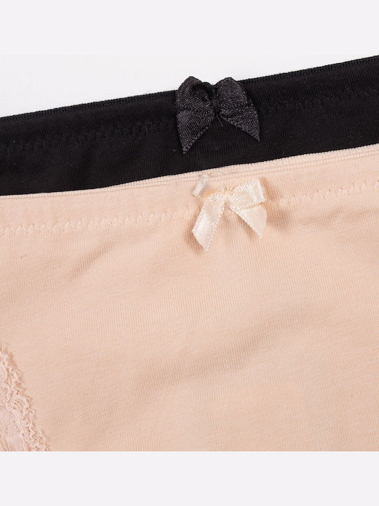 High-waisted Women's Slip with Lace Black