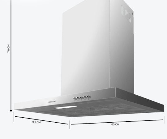 Cecotec Bolero Flux Απορροφητήρας Καμινάδα 60cm Inox