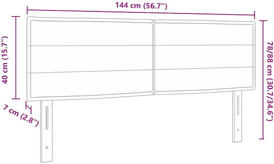 vidaXL Fabric Bed Headboard Black 144x78cm
