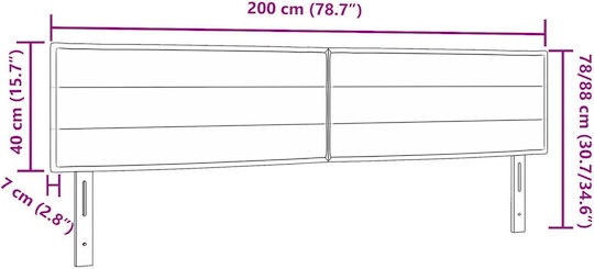 vidaXL Табла За Легло Текстил Черно 200x88см
