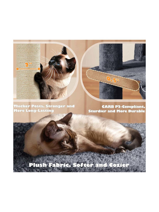 Wallex Scratching Post Cat Trees Gray Wall Mounted / Floor 7 levels 50x50x137cm