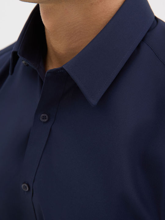 Long-sleeved Cotton Shirt Blue