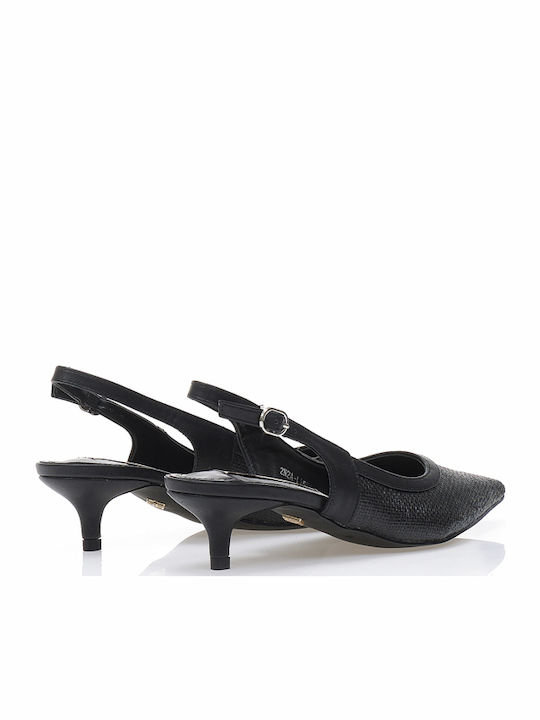 Pumps mit Riemchen & flacher Absatz Schwarz