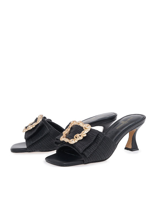 Mules with High Heel in Black Color