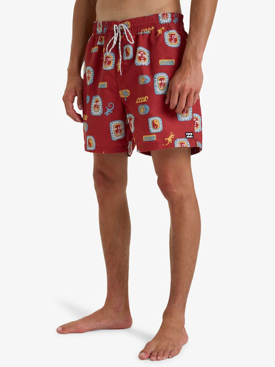 Vacay 16'' Men's Swimwear Shorts Dusty Red with Patterns