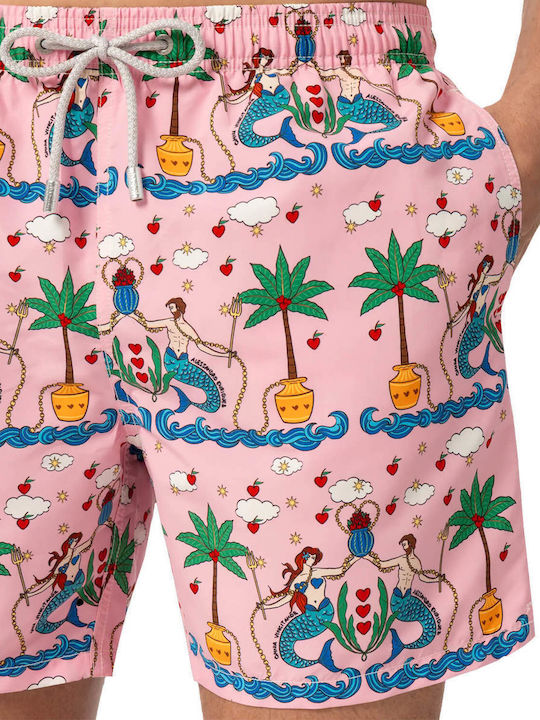 Men's Swimwear Shorts Pink with Patterns