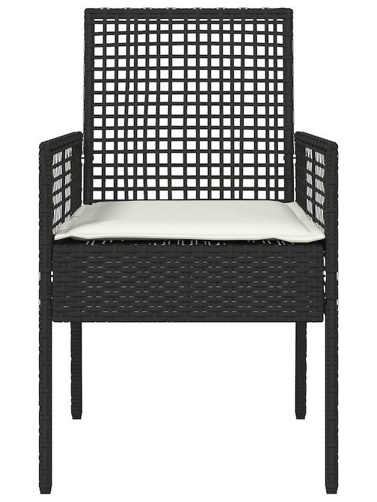 Fotoliu de exterior Rattan Negru cu pernă 2buc 53x60x85cm