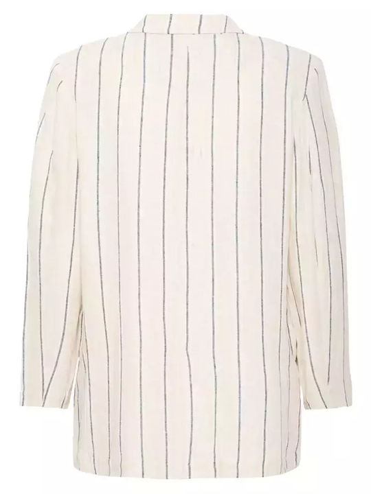 ICHI Γυναικείο Σακάκι Natural Ecru Stripe