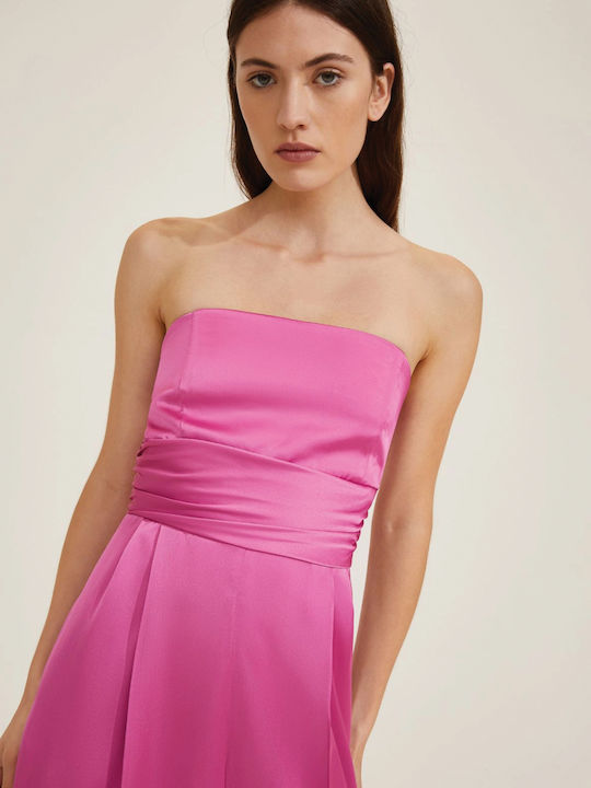 Γυναικεία Strapless Ολόσωμη Φόρμα Ροζ