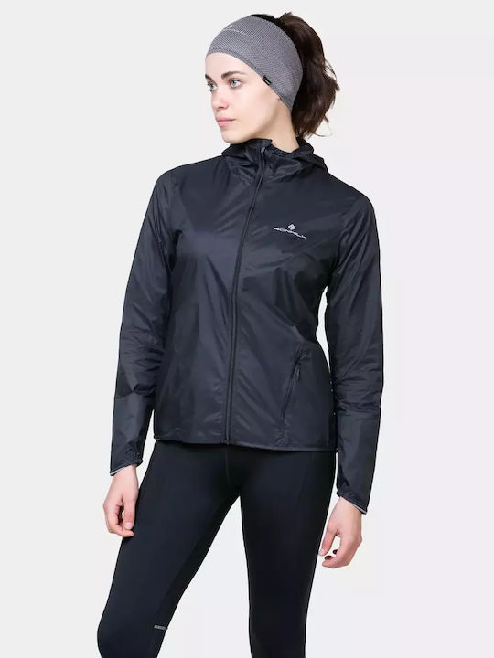 Γυναικείο Αμάνικο Μπουφάν Running Αντιανεμικό All Black, Μαύρο