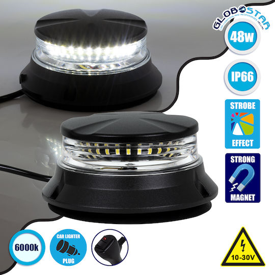 GloboStar Pro Series Φάρος Σήμανσης Οχήματος Ασθενοφόρου για Αυτοκίνητα & Φορτηγά 6 Προγραμμάτων Φωτισμού LED 10-30V - Λευκό