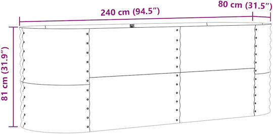 vidaXL Градински Саксия Метал Зелен 240x80x81см.