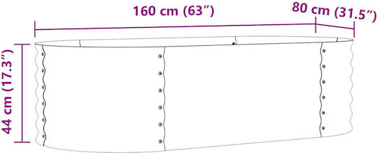 vidaXL Erhöhtes Topf Metallisch Green 160x80x44cm.