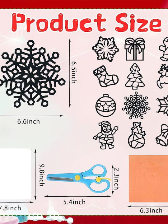 DIY-Weihnachtsfensterdekorationen Set 12 Stück Bunte Papierbilder