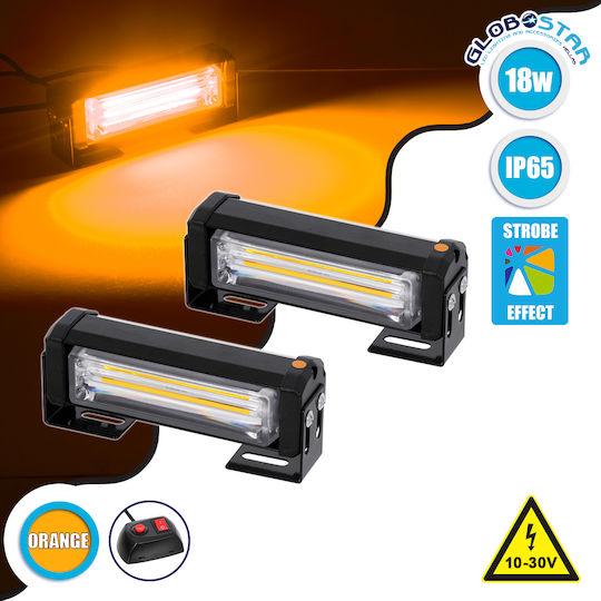 GloboStar Μπάρα Σήμανσης Αυτοκινήτου LED 10 - 30V Αδιάβροχη με Κόκκινο Φωτισμό