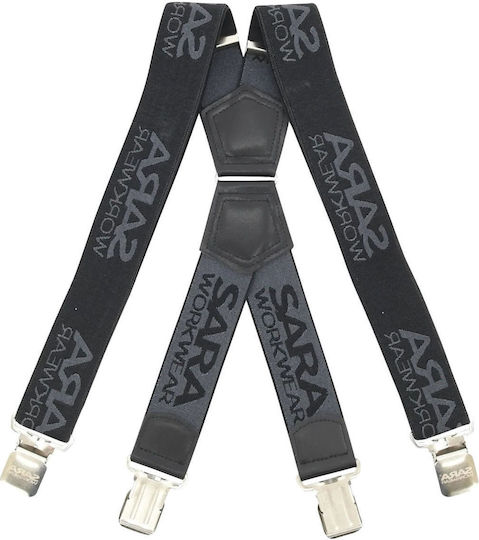 Elastic Work Suspenders Sara Workwear Black Dark Grey