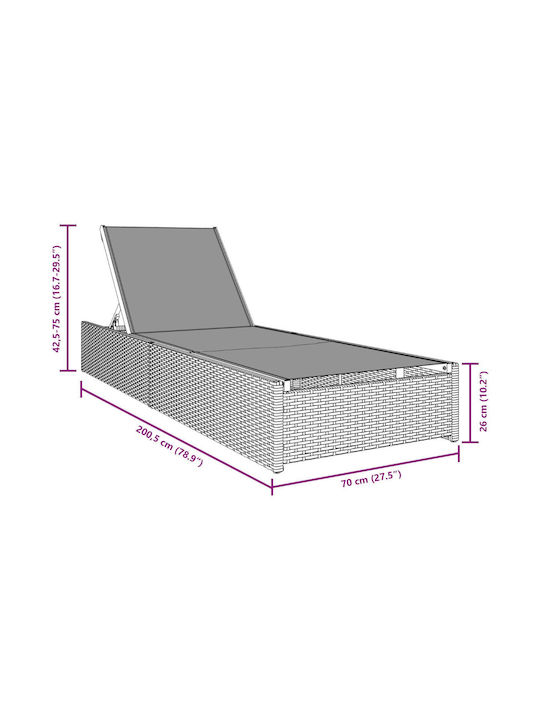 Șezlong-Cadavru Single Rattan Bej 60x200x27cm