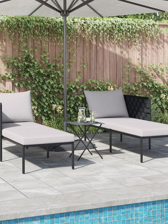 Deckchair Double Metallic with Cushion 115x153x69.5cm.