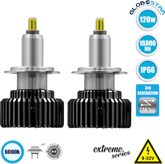 GloboStar Λάμπες Αυτοκινήτου Extreme Truck Series H7 Canbus LED 6000K Ψυχρό Λευκό 9-32V 120W 2τμχ