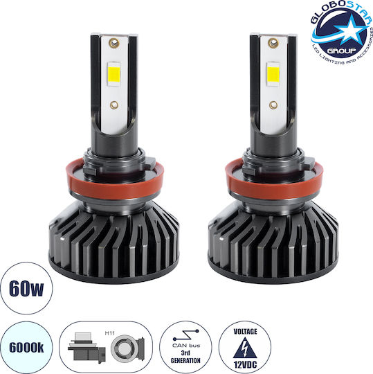 GloboStar Lamps Car F2 Line H11 Canbus LED 6000K Cold White 12V 100W 2pcs