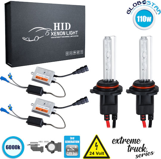 GloboStar Truck Xenon Kit Extreme Truck Series HB3-9005 CAN Bus 110W 24V 6000K Cold White