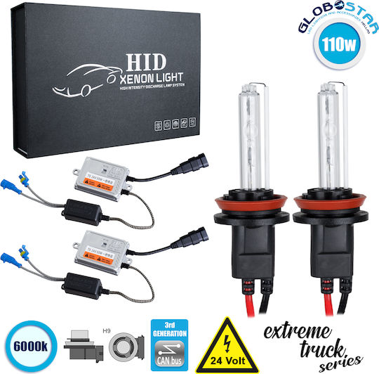 GloboStar Truck Xenon Kit Extreme Truck Series H9 CAN Bus 110W 24V 6000K Cold White