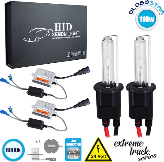 GloboStar Truck Xenon Kit Extreme Truck Series H3 CAN Bus 110W 24V 6000K Cold White