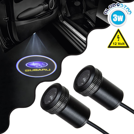 GloboStar Autotür-Projektoren Auto Marke SUBARU LED CREE XHP35 3W 240lm 120° DC 12V IP20 Kaltweiß 6000K Projektor Display mit Logo Subaru