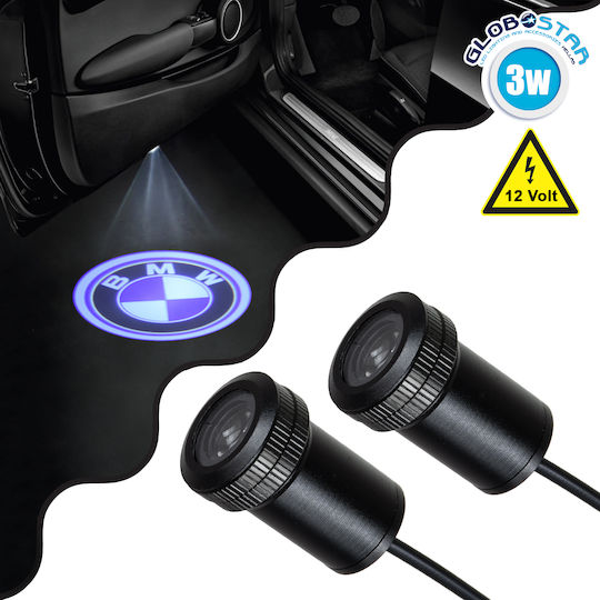 GloboStar Car Door Projectors Car Brand Projector Bmw Led Cree XHP35 3W 240lm 120° DC 12V IP20 Cool White 6000K with Logo Bmw