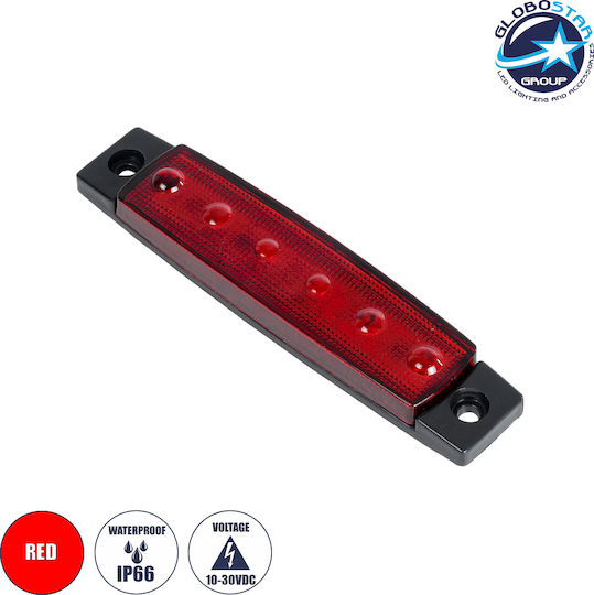 GloboStar Πλευρικό Φώς Όγκου Φορτηγών 10-30V - Κόκκινο 79901