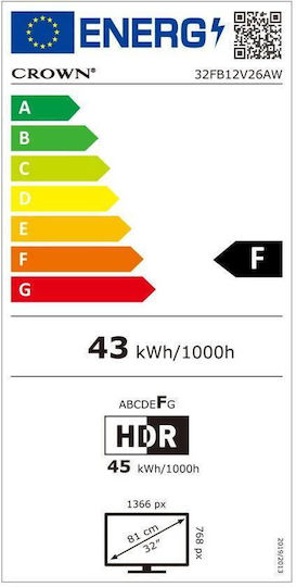 Crown Smart Fernseher 32" HD Ready LED 32FB12V26AW (2024)