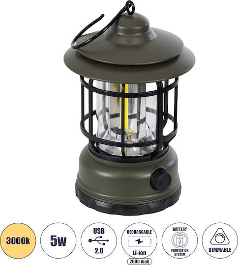 GloboStar GloboStar Led Wiederaufladbare Campinglaterne mit Taschenlampe 500lm 5W