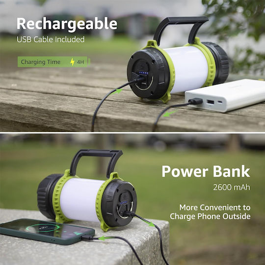 GloboStar Led Rechargeable Lantern for Camping with Flashlight 80lm 10W White