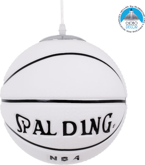 GloboStar Spalding Nba Μονόφωτο Παιδικό Φωτιστικό Κρεμαστό από Γυαλί με Υποδοχή E27 Λευκό 25x25cm